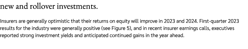 new and rollover investments. Insurers are generally optimistic that their returns on equity will improve in 2023 and...