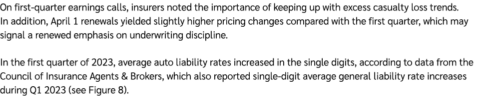 On first quarter earnings calls, insurers noted the importance of keeping up with excess casualty loss trends. In add...