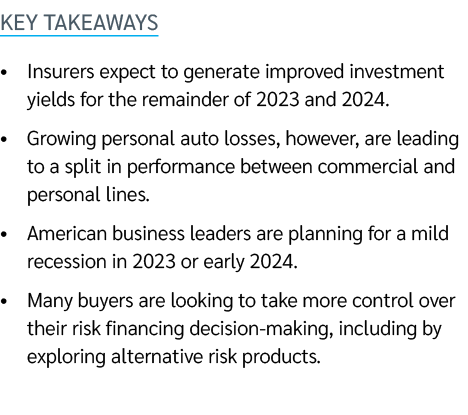 Key takeaways • Insurers expect to generate improved investment yields for the remainder of 2023 and 2024. • Growing ...